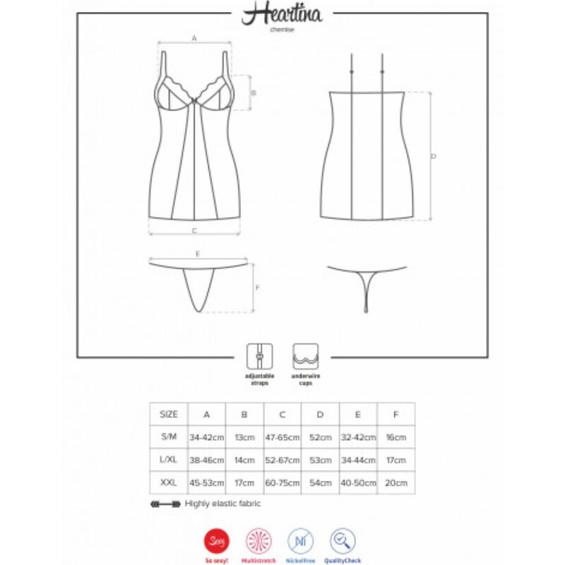 OBSESSIVE - CHEMISE HEARTINE E TANGA NERO S/M