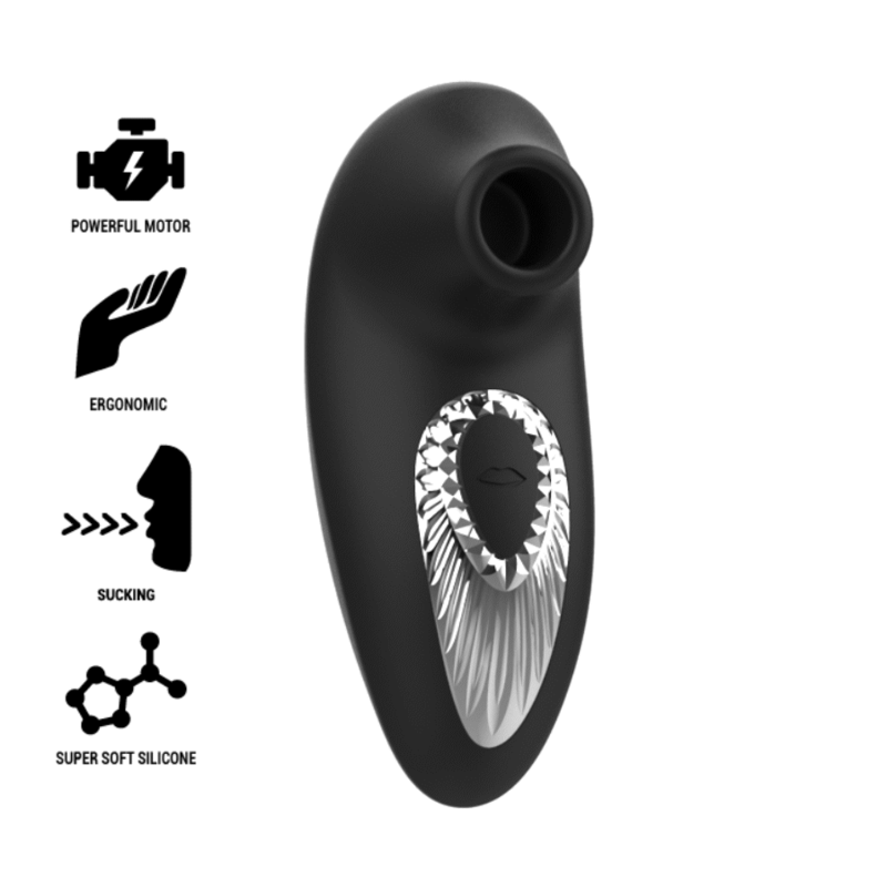 BLACK&SILVER - DRAKE DELUXE SUCKING VIBE RICARICABILE IN SILICONE NERO