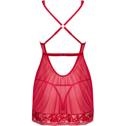OBSESSIVE - LACELOVE BABYDOLL E TANGA ROSSO XS/S