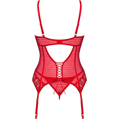 OBSESSIVE - CORSETTO E PERIZOMA INGRIDIA ROSSO XS/S