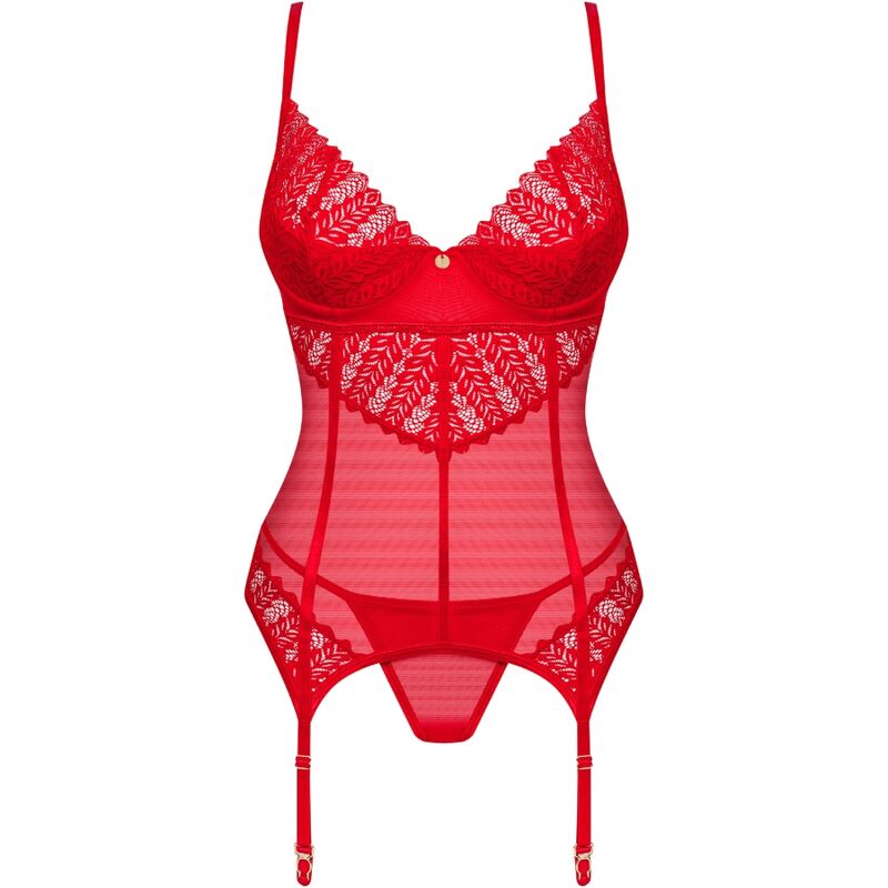 OBSESSIVE - CORSETTO E PERIZOMA INGRIDIA ROSSO XS/S