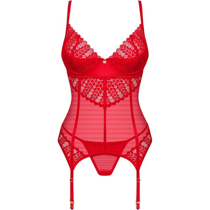 OBSESSIVE - CORSETTO E PERIZOMA INGRIDIA ROSSO XS/S