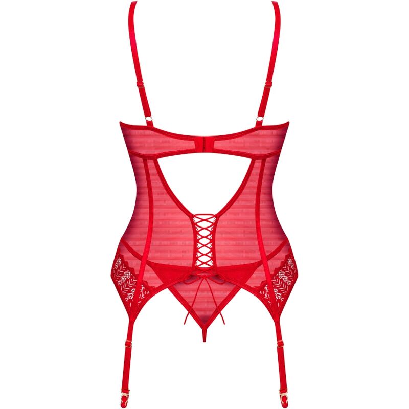 OBSESSIVE - CORSETTO E PERIZOMA INGRIDIA ROSSO XS/S